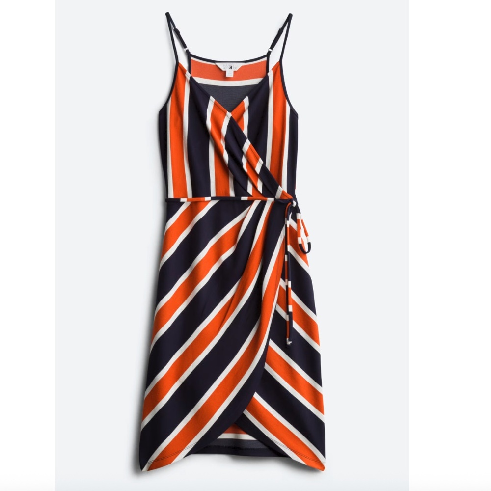 NWT StitchFix 41 Hawthorn Annora Faux Wrap Knit Jersey Dress in Navy